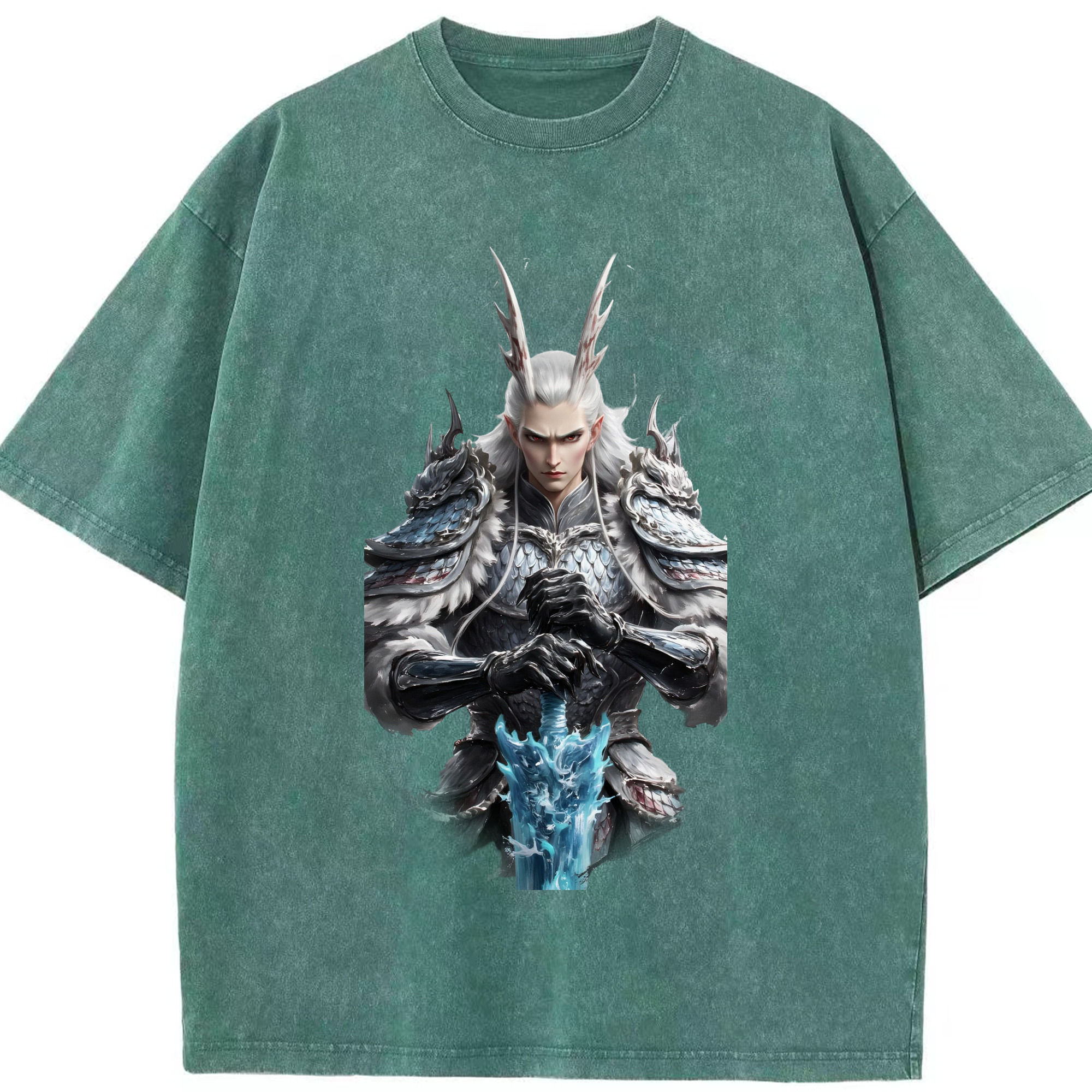（画像用） Ne Zha 2 ナタ 魔童の大暴れ 綿100% ヴィンテージ風 半袖Tシャツ（フロントプリント）